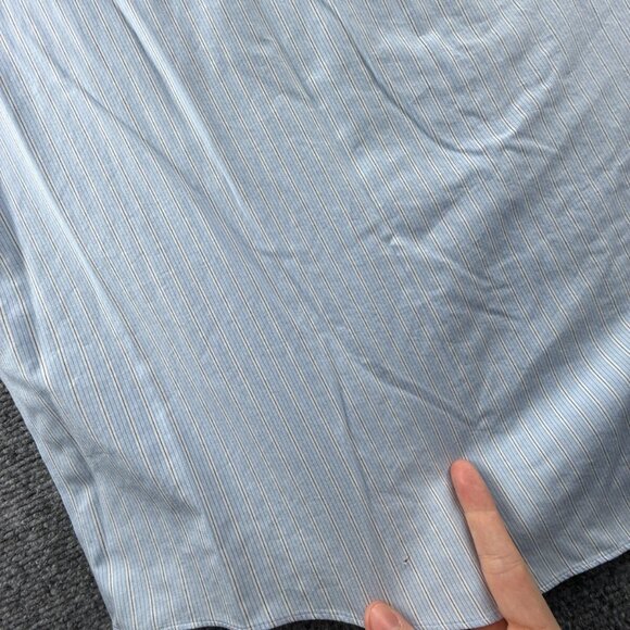 Brooks Brothers 16 34 Non-Iron Cotton Blue Classic Button-Down Striped Men Shirt - Picture 15 of 16